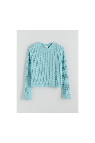 LC Waikiki Alıta Cıty Farkıyla Lcw Kids Turkuaz Oval Yaka Kız Çocuk Kazak Turkuaz - 925578367 Turkuaz