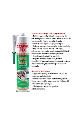 SOMA FİX S580 HIGH TACK YAPIŞTIRICI SİLİKON