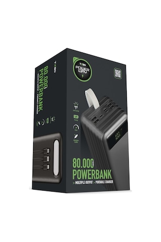 Powerway TX80 Siyah Ekstra Kablolu 80.000 mAh Kamp Powerbank