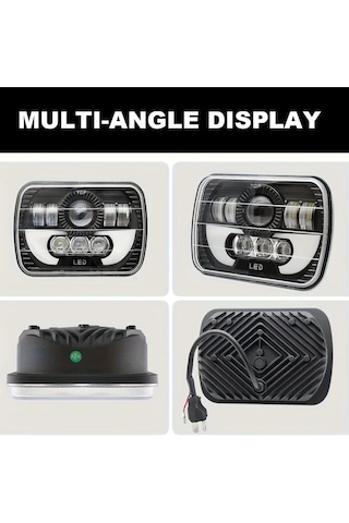 Motion003 Lupuauto 1 Adet 12.7x17.78cm Led Kare Baslikli Far Beyaz Drl H4 Farlar Kamyon Offroad