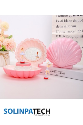 Pembe Balerinli İstiridye Kabuk Takı Ve Hediyelik Müzik Kutusu