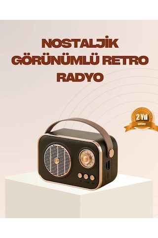 Hubrendy Retro Bluetooth Radyo Nostaljik Tasarım, Tf Kart Ve Usb Destekli