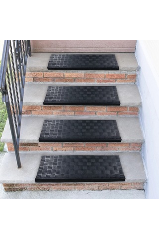Siyah Plastik Kaydırmaz Dış Mekan Merdiven Basamak Paspası