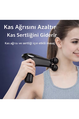 4 Başlıklı Şarjlı Masaj Tabancası Fizyoterapi Etkili Kas Gevşetici Bel Boyun Masaj Aleti