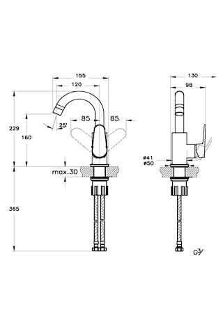 Eczacıbaşı Punto 201 Döner Borulu Lavabo Bataryası Krom