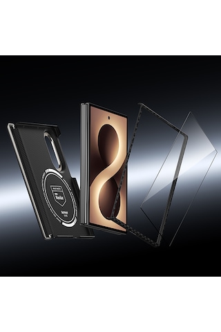 Galaxy Z Fold 8 Benks Armorair Armorgrid Grand Combo Üçlü Aksesuar Seti Karbon Kapak + Film Siyah
