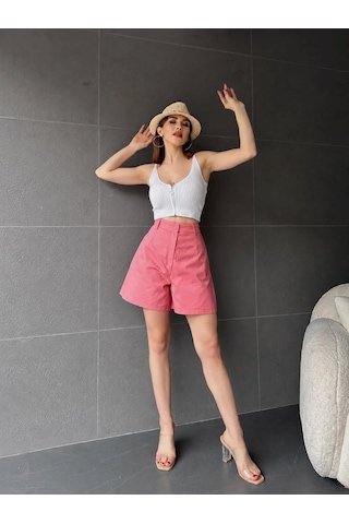 Nido Moda Geniş Paçalı Mom Şort Açık Pembe