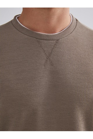 Lcwaıkıkı Classic Kahverengi Bisiklet Yaka Uzun Kollu Erkek Sweatshirt