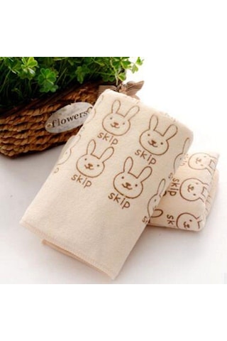 Emici Mikrofiber Havlu Banyo Kurutma Bezi Sevimli Tavşan El Yüz Havlusu Sarı