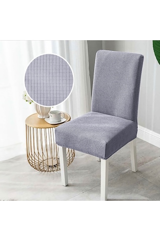Faiend Yıkanabilir Likralı Esnek Lastikli Sandalye Kılıf Örtü Gri