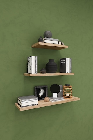 Asra Trend Modern 3'lü Uçan Raf Çok Amaçlı Duvar Rafı Organizer %100 Mdf Kitaplık Mutfak Banyo Rafı Drf05 Sonomo
