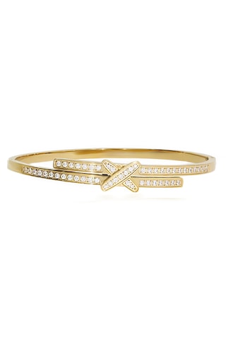 Kadın Çarpı Model Modern Çelik Bilezik Gold