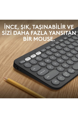 Logitech K380s Pebble Keys 2 Çoklu Cihaz Özellikli Bluetooth Türkçe Q Klavye - Siyah