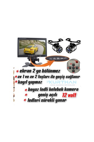 Tarımsal Araçlara 7 İnç Monitör Ve 2 Adet Beyaz Ledli Kamera Seti