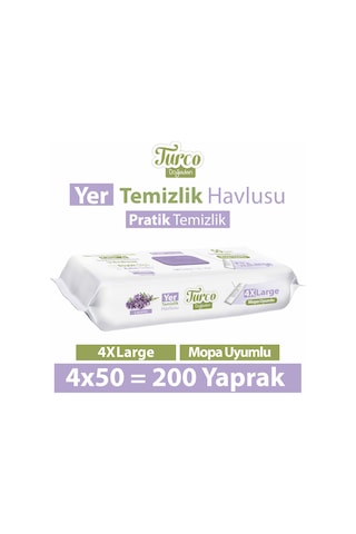 Baby Turco Doğadan Yer Temizlik Havlusu Lavanta 4 x 50'li