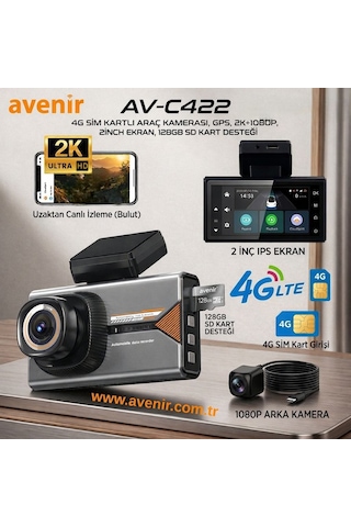 Avenir Av C422 2 Kameralı 4g 2k Araç Kamerası Avenir Av C422 2 Kameralı 4g 2k Araç Kamerası