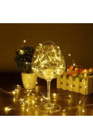 Şeffaf Kablolu Gün Işığı Sarı Renk Pilli Peri Led Işık 5  Metre