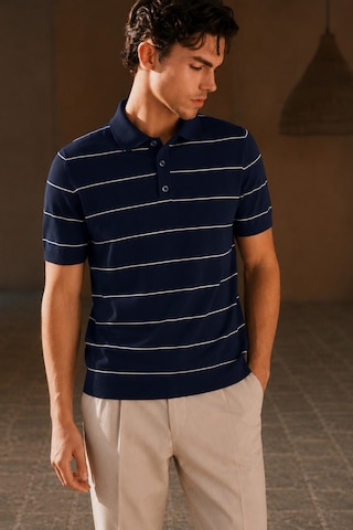 Tarz Cool Erkek Old Money Çizgili Polo Yaka Triko Tişört Slim Fit Lacivert