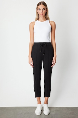 On Fashion Regular Fit Dar Paça Lastikli Bel Dokuma Kadın Pantolon Kahve