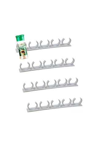 Konesam Küçük Baharat/şurup Kavanozları İçin 4 Adet Beyaz Plastik Klipsli Organizer - Mutfak/banyo Depolama Rakusu Beyaz