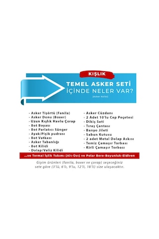 24 Lü Kışlık Temel Askerlik Seti - Bedelli Askerlik Seti - Asker Haki