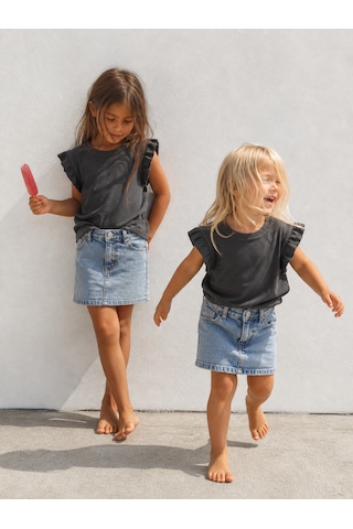 Baby Lory Kids Store Fırfır Kol Detaylı T-shirt Açık Gri