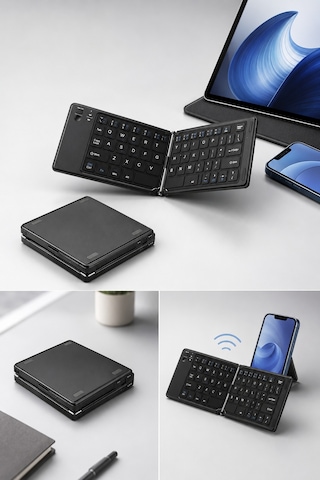 iPad Pro 11 4.nesil 2022 Uyumlu Bluetooth Mini Klavye Katlanabilir Kompakt Kablosuz