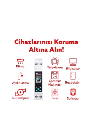 Tongou Ekranlı Akıllı Voltaj Ve Akım Koruma Rölesi - Sıcaklık Wifi Özellikli Çift Kutuplu Monofaz