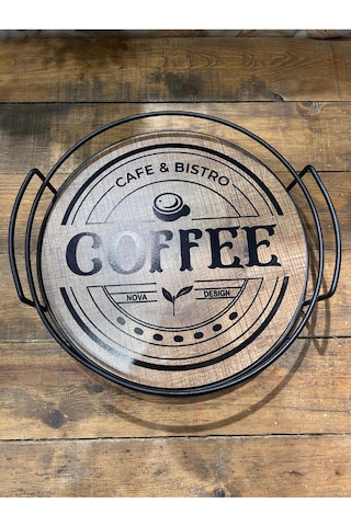 Ahşap Baskılı Tepsi Yuvarlak