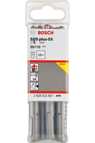 Bosch SDS-Plus 5X Kırıcı Delici Matkap Ucu 6x110 mm 10'lu Paket - 2608833891