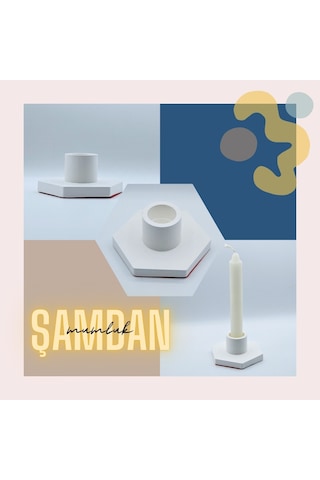 Lumen Dekoratif Mumluk & Şamdan El Yapımı Obje Minimalist Tasarım Beyaz
