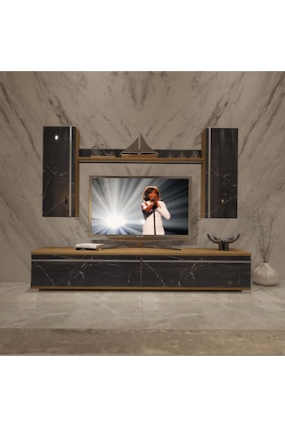Decoraktiv Eko 7 Mdf Std Tv Ünitesi Tv Sehpası Pera - Siyah Mermer