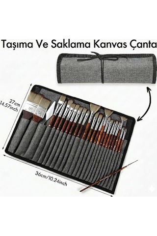 25 Adet Birinci Sınıf Akrilik Boya Fırça Seti Sentetik Sanatçı Fırçası, Kanvas Düzenleme Çantası Ve Spatula,