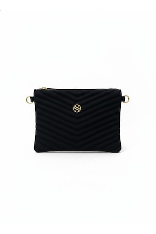 Sanmorris Kadın Siyah Renkli Saten Kumaş Ayarlanabilir Çapraz Ve El Askılı Portföy, Clutch Çanta Siyahsüet