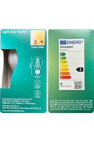 10 Adet Sylvania 9w 75w 2700k Sarı Işık Dim Edilebilir E27 Duylu Kalın Duy Soft Led Ampul
