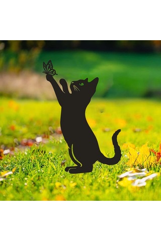 Suntek Magideal Dekoratif Bahçe Sevimli Kara Kedi Kazığı