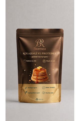 Kolajenli Proteinli Pankek Toz Karışımı Sadece Su Ekle Şeker İlavesiz Beyaz Un İçermez Katkısız Koruyucusuz 100 G Kolajenli Proteinli Pankek Toz Karışımı Sadece Su Ekle Şeker İlavesiz Beyaz Un İçermez Katkısız Koruyucusuz 100 G