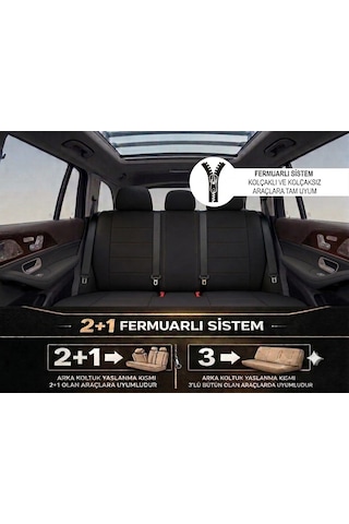 Veloce Siyah Kırmızı Serisi Üniversal Oto Koltuk Kılıfı Ön Arka Koltuk Tam Set