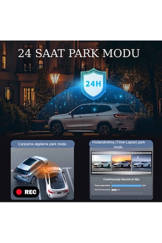 170 Ultra Geniş Açı 4k Uhd Wi-fi Ön Ve Arka Araç Kamerası G-sensörlü Gece Görüşlü Dikiz Aynası Kamera Park Modu, Gps Destekli 2025 + Hafıza Kartı Hediyeli