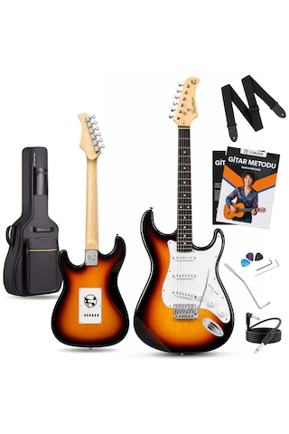 Fourtune Atlas Eg-1000sb Gül Klavye Strat Kasa Sss Sunburst Elektro Gitar Seti