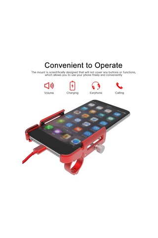 Shineyee Gub P30 Cnc Alüminyum Bisiklet Telefon Tutucu 360 Döner 60-100mm Genişlik Ayarı Kırmızı Kırmızı