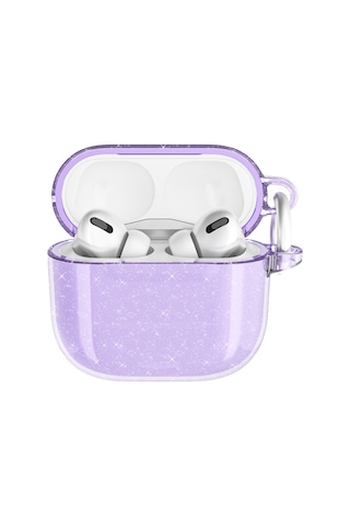 Apple AirPods Uyumlu 4 Zore Allstar Airbag 32 Parlayan Simli Saydam Renkli Kılıf Mor