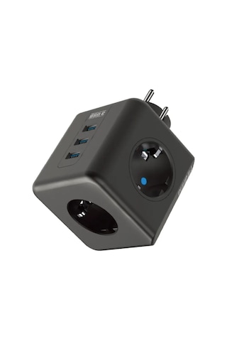 Mcg Isıya Dayanıklı Termal Akım Korumalı Ve Çocuk Korumalı 3 Priz Girişli 3 Usb Girişli Küp Priz 1,5 m