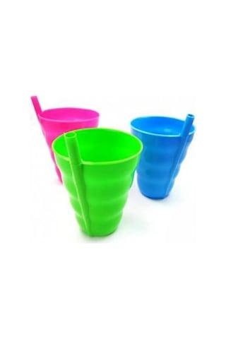 3 Lü Pipetli Meşrubat Bardağı Seti - 450 Ml Renkli Ve Ergonomik Tasarım - Çocuk Ve Yetişkin Uygun Su Ve Meyve Suyu Bardağı Çok Renkli