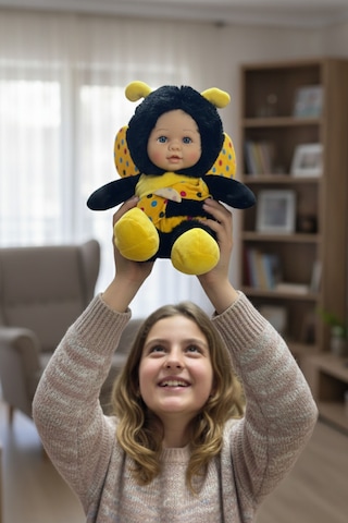 Sevimli Bebek Yüzlü Arı Peluş Oyuncak Arı Kostümlü Bebek 25 Cm - Yumuşak Uyku Arkadaşı Hediyelik Sarı