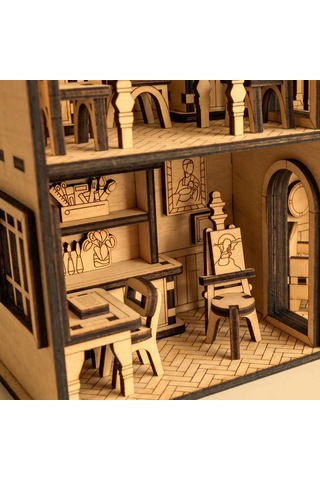 Köşk Ev Ahşap Maket Seti Dıy 3d Puzzle Çok Odalı Bebek Evi Koleksiyoner Modeli 220 Parça
