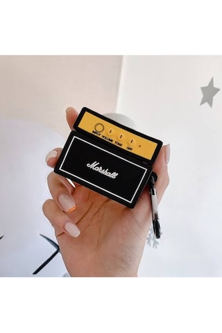 Apple Airpods Pro 3. Nesil 2025 Uyumlu Figürlü Silikon Kılıf Anahtarlıklı Kılıf Siyah - Sarı