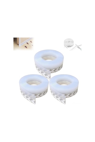 Xindoker 3 Adet Silikon Sürekli Kenar Bandı - Otomatik Yapışkan Pencere Kapı Isı Yalıtımı, Ses Giderici, Toz Ve Haşere Engeli 5m X 4.5mm Beyaz