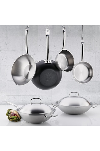 Korkmaz Proline Yardımcı Saplı 32x9 CM Wok Tava