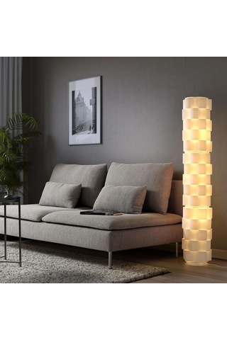 Yer Lambası, Beyaz Renk Meridyendukkan 138 Cm Lagtryck Dalgalı Model Lambader İç Mekan Aydınlatmaları